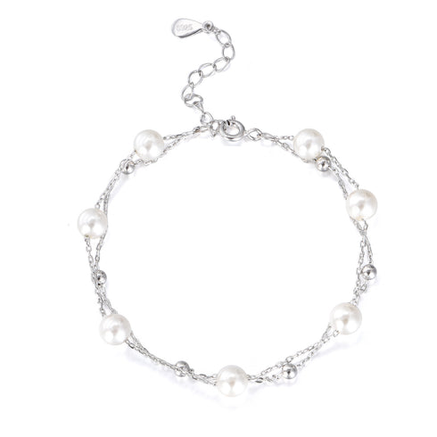 Layered Freshwater Pearl Bracelet Silver - Zafari Studio Jewelry