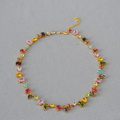 Geometric Colored Gemstone Zircon Necklace - Zafari Studio Jewelry