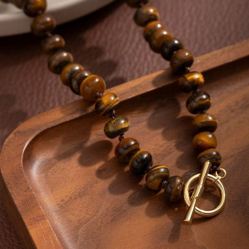Tiger Eyes Stone Beaded Necklace - Zafari Studio Jewelry