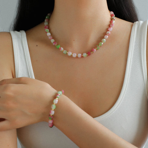 Multicolor Crystals Tiger Eye Stones Necklace - Zafari Studio Jewelry