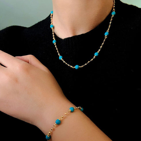 Beaded Turquoise Necklace, Earrings or Full Set (Copy) - Sets | ZAFARI Studio Jewelry