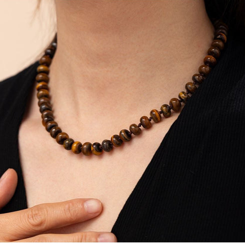 Tiger Eyes Stone Beaded Necklace - Zafari Studio Jewelry
