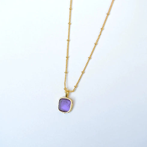 Lavender Crystal Pendant Beaded Necklace - Zafari Studio Jewelry