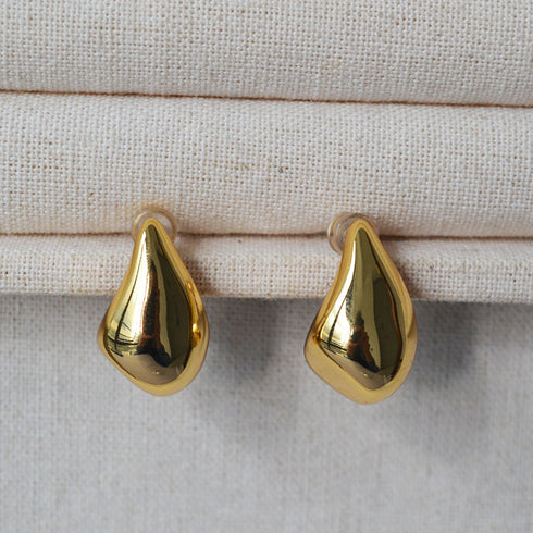 Gold Teardrop Stud Earrings - Zafari Studio Jewelry
