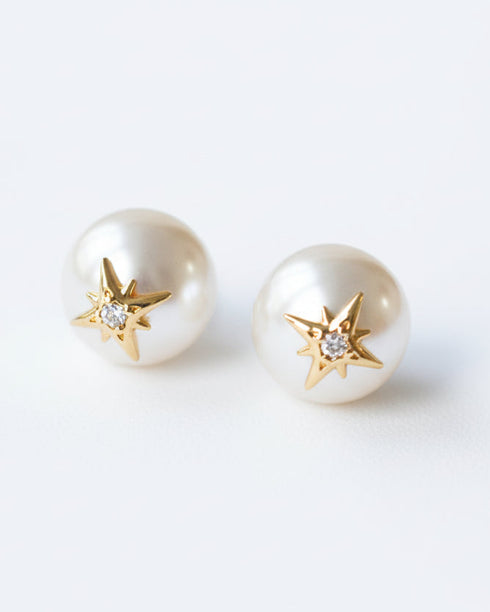 Star Pearl, Black Agate Stud Earrings - Earrings | ZAFARI Studio Jewelry