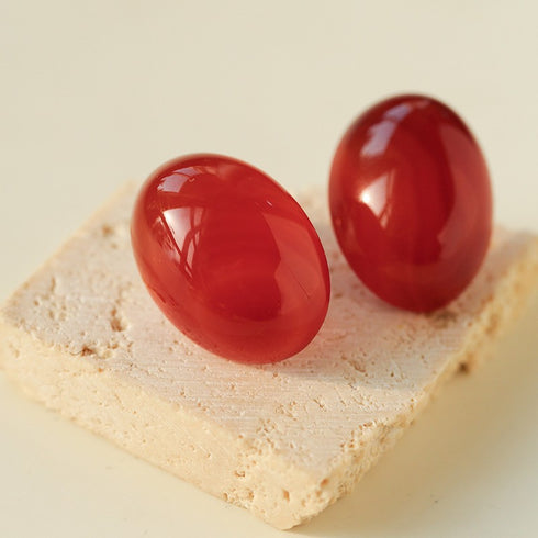 Oval Agate Stud Earrings