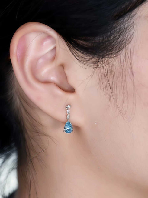 Aquamarine Drop Zirconia Earrings