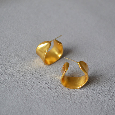 Irregular C-Shape Hoop Earrings - Zafari Studio Jewelry