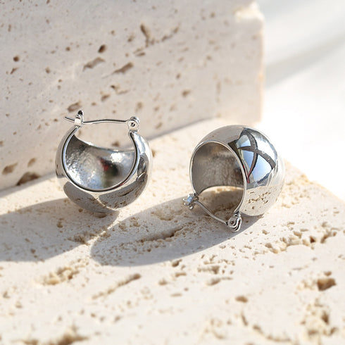 Round Disco Ball Hoop Stud Earrings - Zafari Studio Jewelry