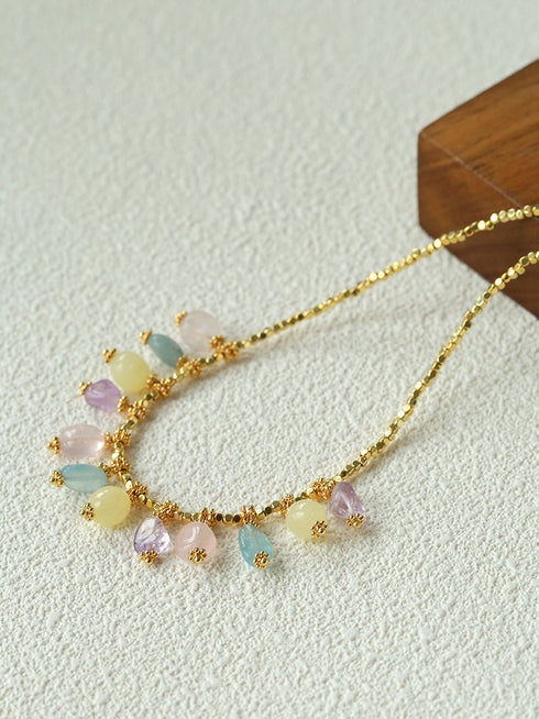 Bohemian Colorful Crystal Multi-pendant Necklace - Zafari Studio Jewelry