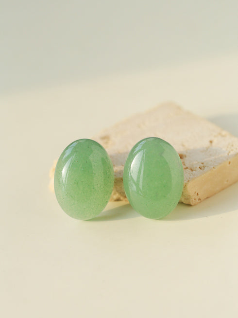 Oval Agate Stud Earrings