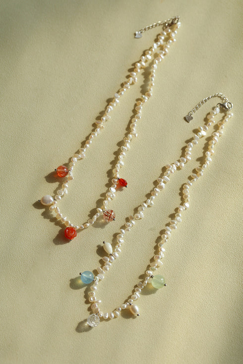 Freshwater Pearls Beaded Crystal Multi-Pendant Necklace - Zafari Studio Jewelry