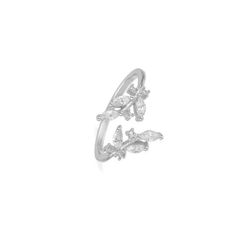 Zirconia Leaf Open Closure Ring - Zafari Studio Jewelry