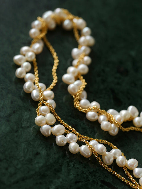 Twisted Freshwater Pearl Chain Necklace