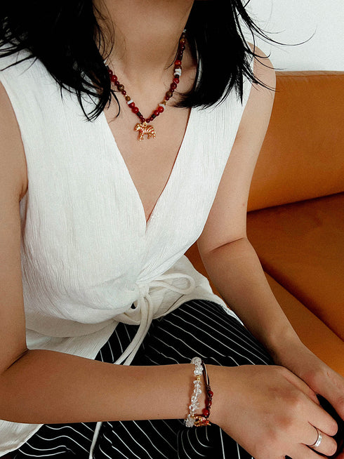 Agate Wood Beaded Zebra Pendant Necklace - Zafari Studio Jewelry