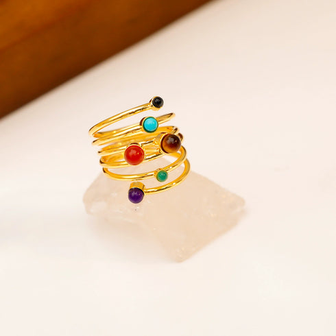 Twisted Gemstone Layered Ring - Zafari Studio Jewelry