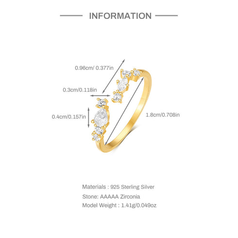 Multi Zirconia Open Closure Ring - Zafari Studio Jewelry