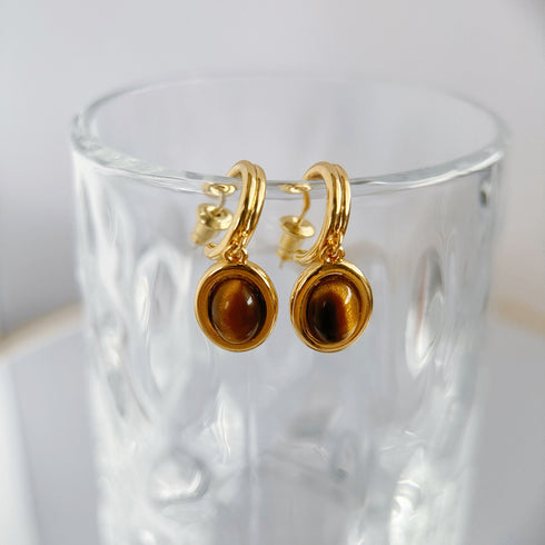 Teardrop Tiger's Eye Stone Drop Earrings (Copy) - Earrings | ZAFARI Studio Jewelry