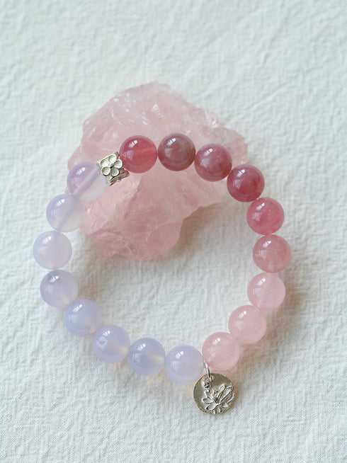 Purple, Rose Crystal Beads Bracelet - Zafari Studio Jewelry