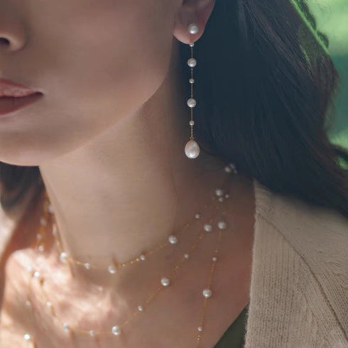 Waterdrop Pearl Long Drop Earrings - Zafari Studio Jewelry