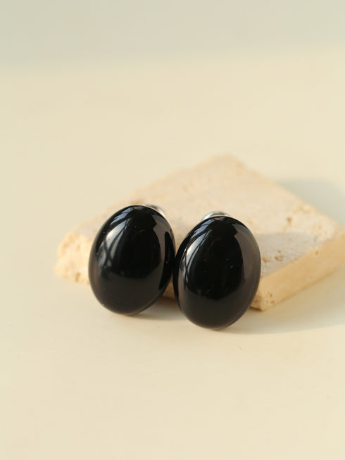 Oval Agate Stud Earrings