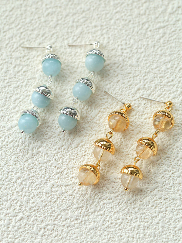 Aquamarine and White Crystal Long Earrings - Zafari Studio Jewelry