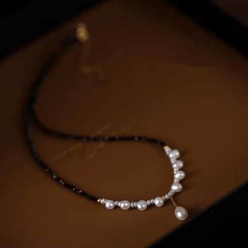 Black Black Spinel Beads Baroque Necklace - Zafari Studio Jewelry