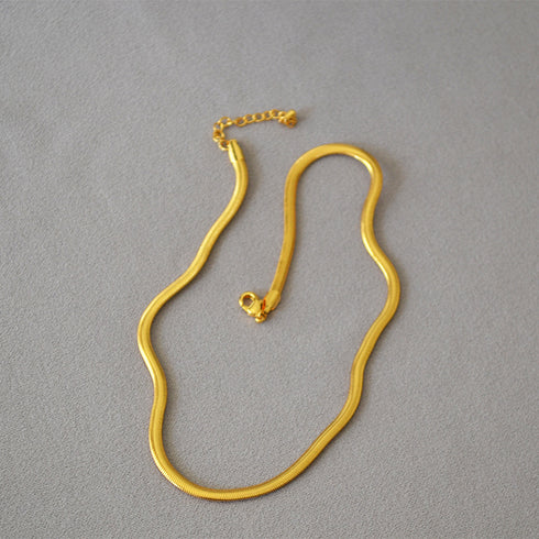 Serpentine Chain 18K Gold-Plated Necklace - Zafari Studio Jewelry