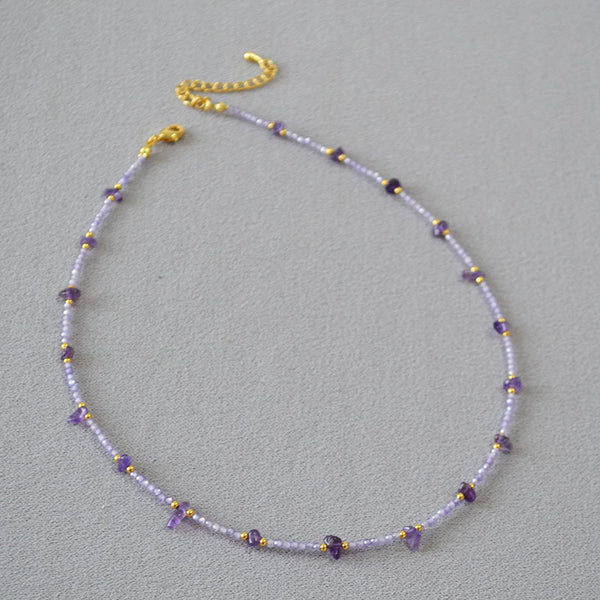 Amethyst Garnet Beaded Necklace - Zafari Studio Jewelry