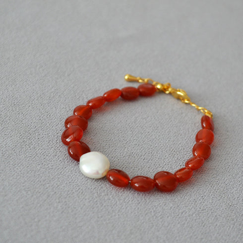 Red Onyx with Baroque Necklace l Bracelet - Zafari Studio - Zafari Jewlery
