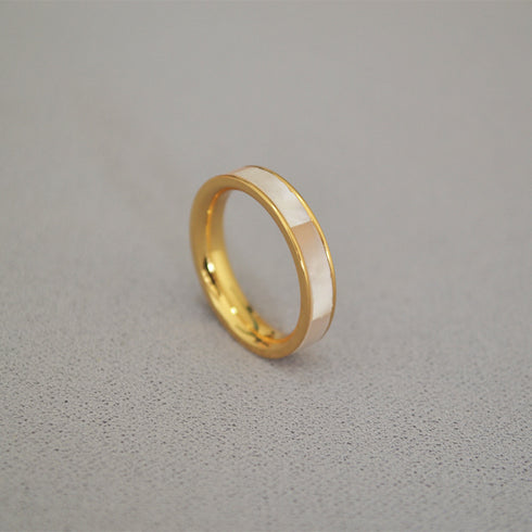 Morther Of Pearl Gold Rings - Zafari Studio Jewelry