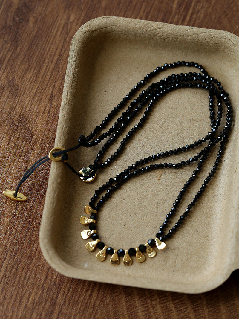 Black Natural Stones Stack Necklace - Zafari Studio Jewelry