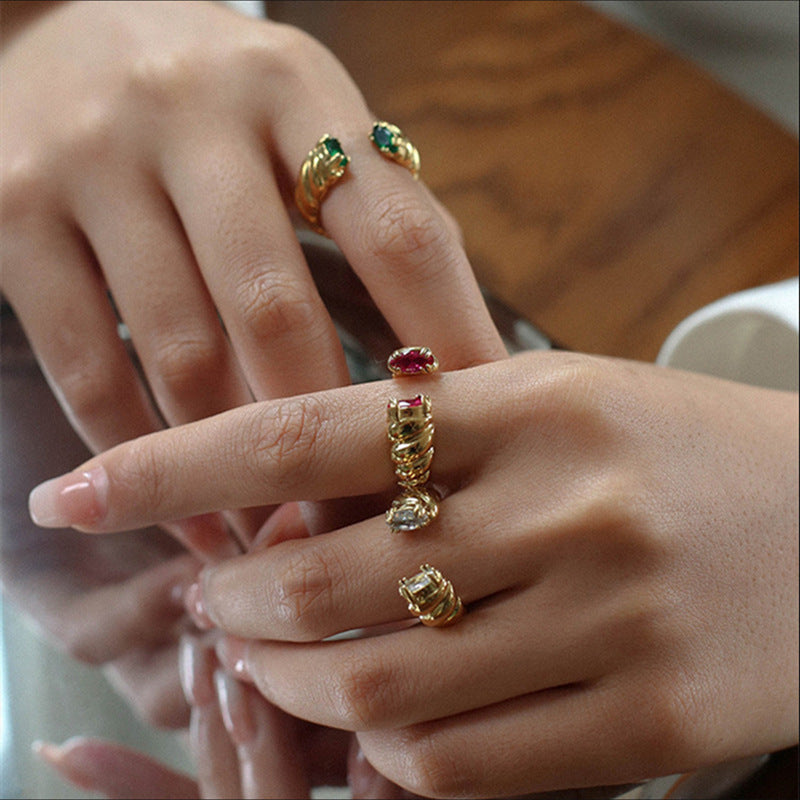 Prong set Zircon Open Ring - Rings | ZAFARI Studio Jewelry