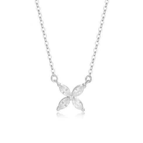Four-Petal Zirconia Pendant Necklace - Necklaces | ZAFARI Studio Jewelry