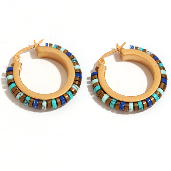Gemstone Hoop Earrings - Zafari Studio Jewelry