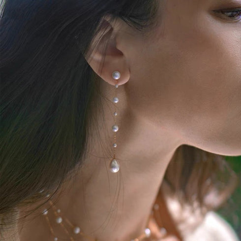 Waterdrop Pearl Long Drop Earrings - Zafari Studio Jewelry