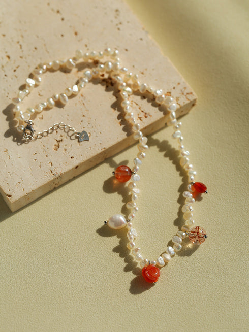 Freshwater Pearls Beaded Crystal Multi-Pendant Necklace - Zafari Studio Jewelry