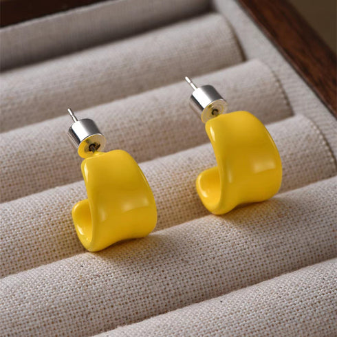 Wide C Hoop Earrings - Zafari Studio Jewelry