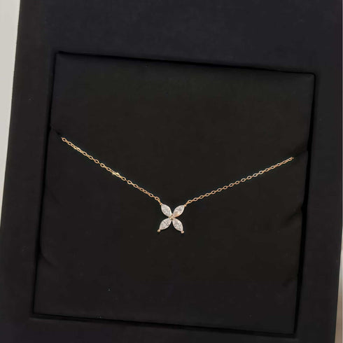 Four-Petal Zirconia Pendant Necklace - Necklaces | ZAFARI Studio Jewelry