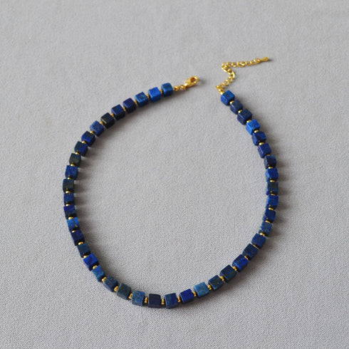 Square Blue Lapis Lazuli Necklace - Zafari Studio - Zafari Jewlery