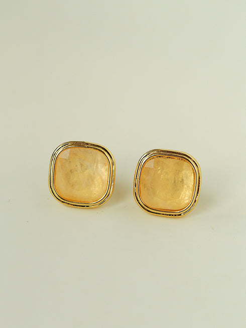 Geometric Gemstone Stud Earrings