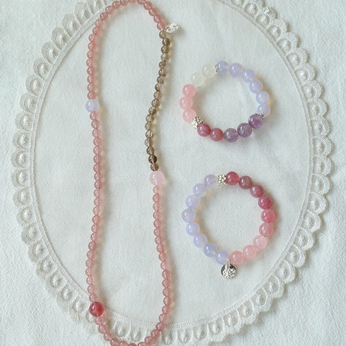 Purple, Rose Crystal Beads Bracelet - Zafari Studio Jewelry