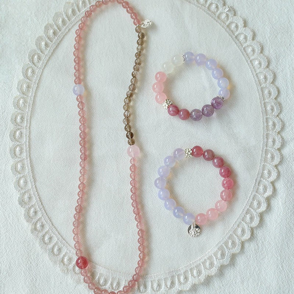 Purple, Rose Crystal Beads Bracelet - Zafari Studio Jewelry