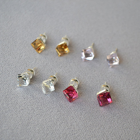 Geometric Crystal Stud Earrings