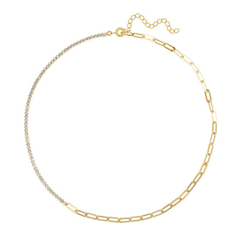 Spliced Chain Zirconia Necklace - Zafari Studio Jewelry