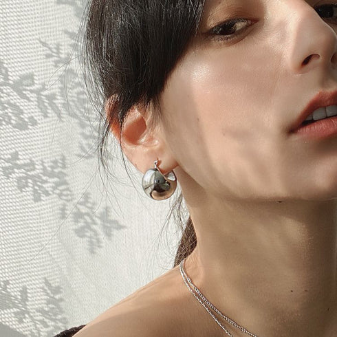 Round Disco Ball Hoop Stud Earrings - Zafari Studio Jewelry