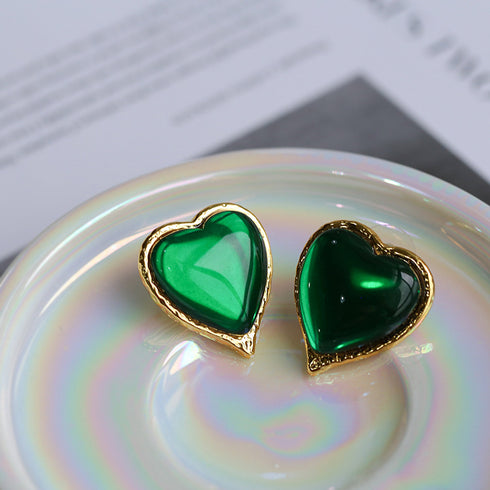 Crystal Heart Stud Earrings