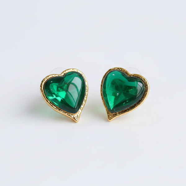 Crystal Heart Stud Earrings - Earrings | ZAFARI Studio Jewelry