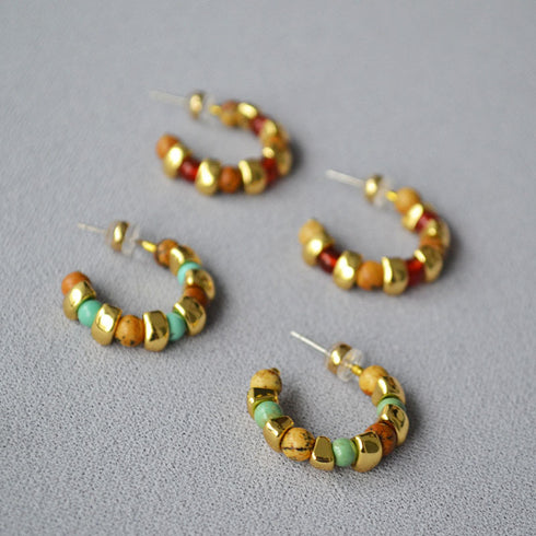 Color Beaded Hoop Earrings - Zafari Studio Jewelry