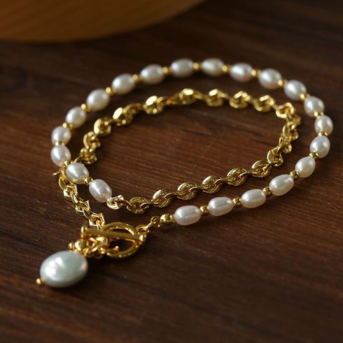 Freshwater Pearl Beaded Chain Necklace and Bracelet - Zafari Studio Jewelry